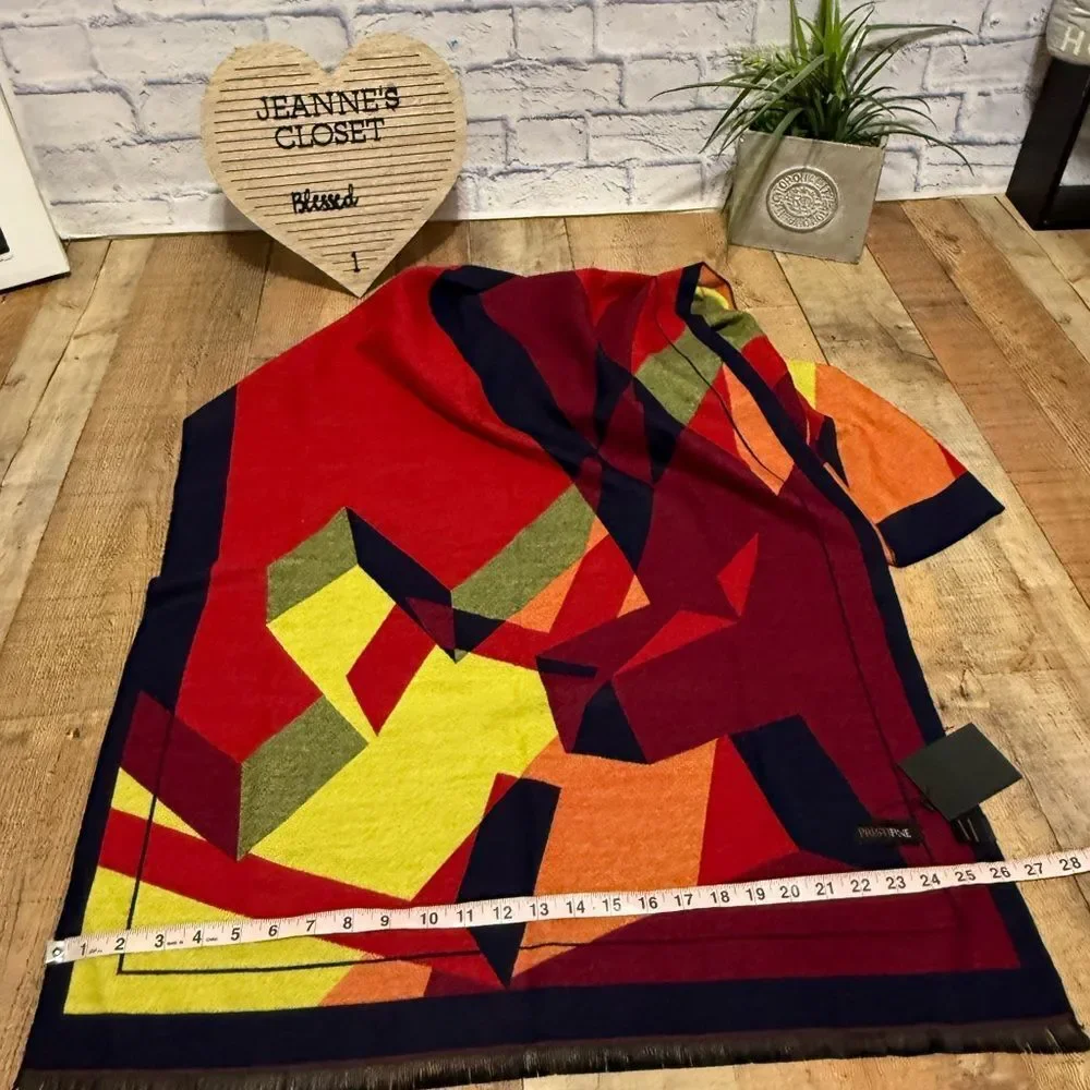 Women’s Plaid Poncho Shawl Warm Soft Long and Chunky scarf prestifine